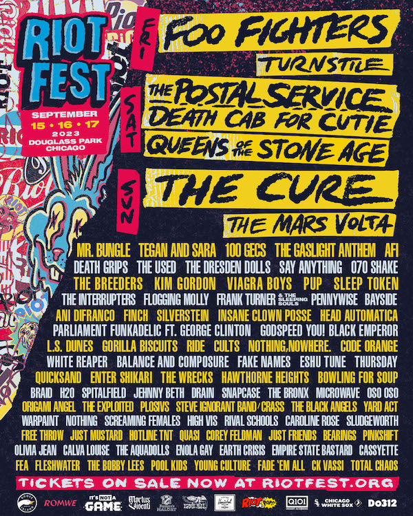 Riot Fest: Foo Fighters, The Postal Service & The Cure - 3 Day Pass at Flogging Molly Tour